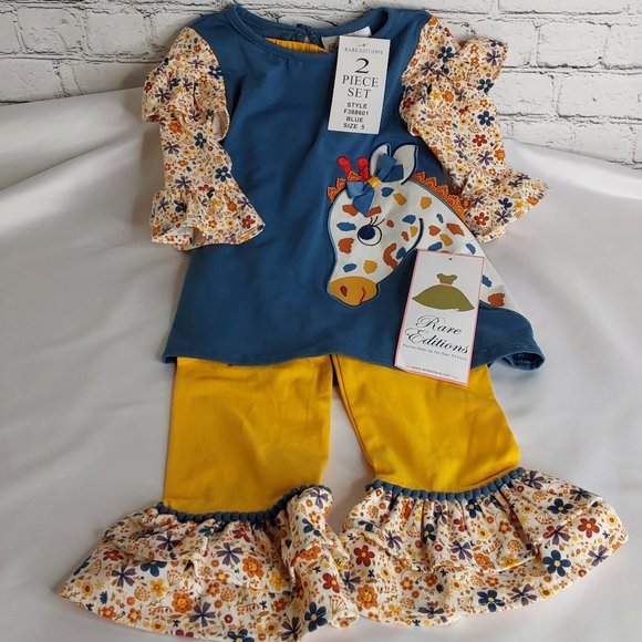 'RARE EDITIONS' TOP & PANTS GIRAFFE OUTFIT 2-PIECE SET